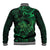 New Zealand Tuatara Baseball Jacket Aotearoa Maori Clematis Flowers - Green