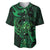 New Zealand Tuatara Baseball Jersey Aotearoa Maori Clematis Flowers - Green