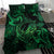 New Zealand Tuatara Bedding Set Aotearoa Maori Clematis Flowers - Green