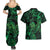 New Zealand Tuatara Couples Matching Summer Maxi Dress and Hawaiian Shirt Aotearoa Maori Clematis Flowers - Green