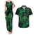 New Zealand Tuatara Couples Matching Tank Maxi Dress and Hawaiian Shirt Aotearoa Maori Clematis Flowers - Green