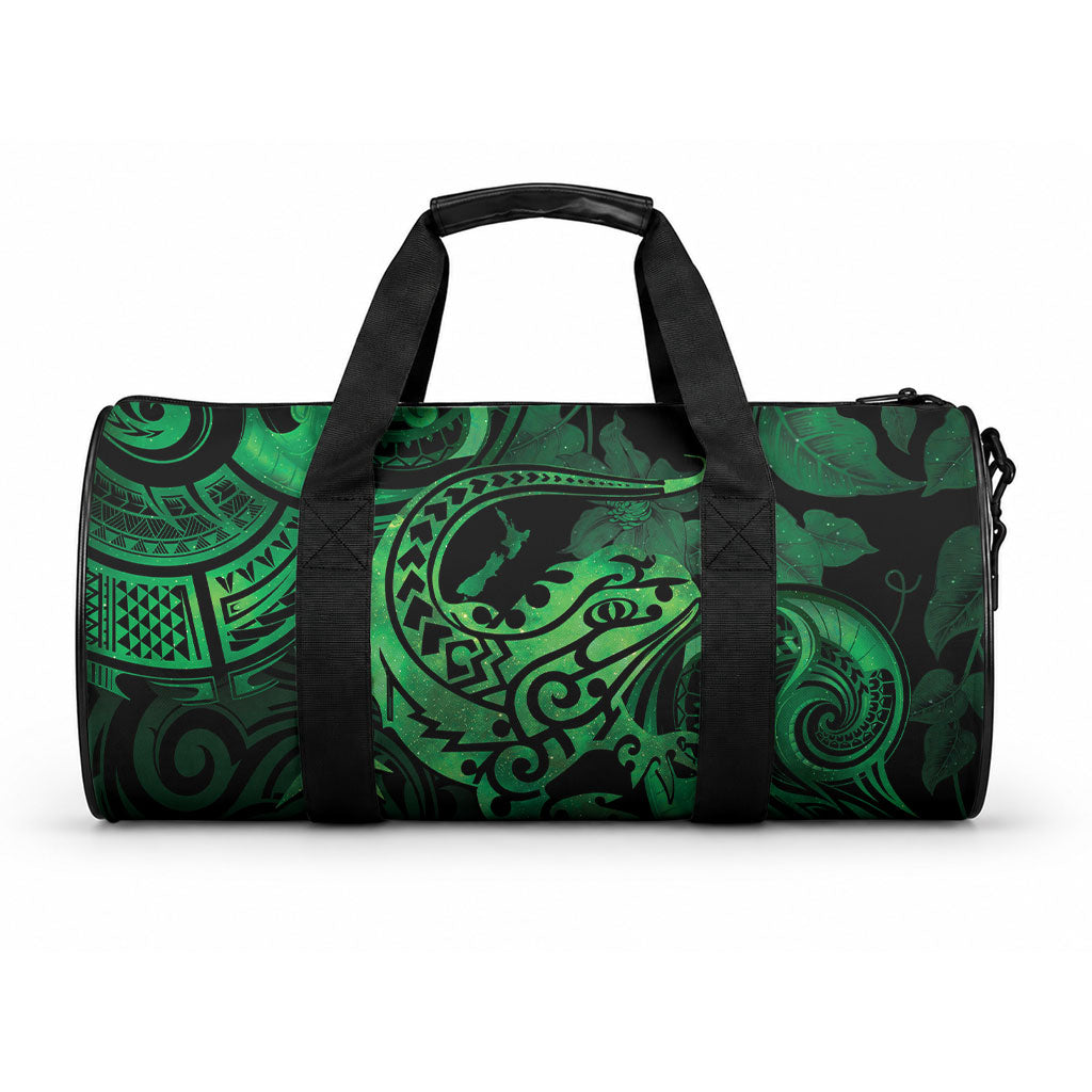 New Zealand Tuatara Duffle Bag Aotearoa Maori Clematis Flowers - Green LT14 One size Green - Polynesian Pride