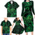 New Zealand Tuatara Family Matching Long Sleeve Bodycon Dress and Hawaiian Shirt Aotearoa Maori Clematis Flowers - Green