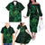 New Zealand Tuatara Family Matching Off The Shoulder Long Sleeve Dress and Hawaiian Shirt Aotearoa Maori Clematis Flowers - Green