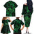 New Zealand Tuatara Family Matching Off The Shoulder Long Sleeve Dress and Hawaiian Shirt Aotearoa Maori Clematis Flowers - Green