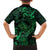 New Zealand Tuatara Family Matching Off Shoulder Short Dress and Hawaiian Shirt Aotearoa Maori Clematis Flowers - Green