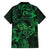 New Zealand Tuatara Family Matching Off Shoulder Short Dress and Hawaiian Shirt Aotearoa Maori Clematis Flowers - Green