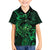 New Zealand Tuatara Family Matching Off Shoulder Short Dress and Hawaiian Shirt Aotearoa Maori Clematis Flowers - Green