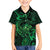 New Zealand Tuatara Family Matching Short Sleeve Bodycon Dress and Hawaiian Shirt Aotearoa Maori Clematis Flowers - Green