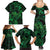 New Zealand Tuatara Family Matching Summer Maxi Dress and Hawaiian Shirt Aotearoa Maori Clematis Flowers - Green