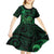 New Zealand Tuatara Kid Short Sleeve Dress Aotearoa Maori Clematis Flowers - Green