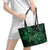 New Zealand Tuatara Leather Tote Bag Aotearoa Maori Clematis Flowers - Green