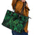 New Zealand Tuatara Leather Tote Bag Aotearoa Maori Clematis Flowers - Green