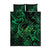 New Zealand Tuatara Quilt Bed Set Aotearoa Maori Clematis Flowers - Green