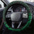 New Zealand Tuatara Steering Wheel Cover Aotearoa Maori Clematis Flowers - Green