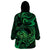 New Zealand Tuatara Wearable Blanket Hoodie Aotearoa Maori Clematis Flowers - Green