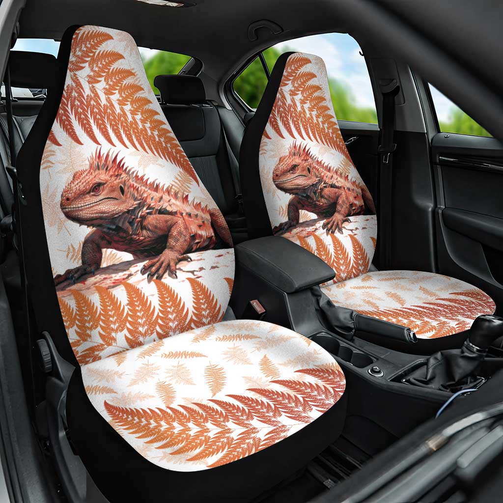 Red New Zealand Tuatara Car Seat Cover Aotearoa Sphenodon Punctatus Silver Fern