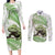 Green New Zealand Tuatara Couples Matching Long Sleeve Bodycon Dress and Long Sleeve Button Shirt Aotearoa Sphenodon Punctatus Silver Fern