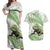 Green New Zealand Tuatara Couples Matching Off Shoulder Maxi Dress and Hawaiian Shirt Aotearoa Sphenodon Punctatus Silver Fern