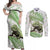 Green New Zealand Tuatara Couples Matching Off Shoulder Maxi Dress and Long Sleeve Button Shirt Aotearoa Sphenodon Punctatus Silver Fern