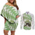 Green New Zealand Tuatara Couples Matching Off Shoulder Short Dress and Long Sleeve Button Shirt Aotearoa Sphenodon Punctatus Silver Fern