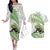 Green New Zealand Tuatara Couples Matching Off The Shoulder Long Sleeve Dress and Hawaiian Shirt Aotearoa Sphenodon Punctatus Silver Fern