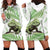 Green New Zealand Tuatara Hoodie Dress Aotearoa Sphenodon Punctatus Silver Fern