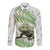 Green New Zealand Tuatara Long Sleeve Button Shirt Aotearoa Sphenodon Punctatus Silver Fern