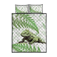 Green New Zealand Tuatara Quilt Bed Set Aotearoa Sphenodon Punctatus Silver Fern LT14 - Polynesian Pride