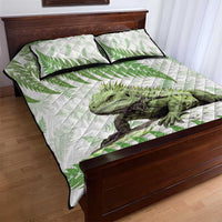 Green New Zealand Tuatara Quilt Bed Set Aotearoa Sphenodon Punctatus Silver Fern LT14 - Polynesian Pride