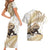 Gold New Zealand Tuatara Couples Matching Short Sleeve Bodycon Dress and Hawaiian Shirt Aotearoa Sphenodon Punctatus Silver Fern