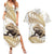 Gold New Zealand Tuatara Couples Matching Summer Maxi Dress and Hawaiian Shirt Aotearoa Sphenodon Punctatus Silver Fern