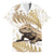 Gold New Zealand Tuatara Family Matching Long Sleeve Bodycon Dress and Hawaiian Shirt Aotearoa Sphenodon Punctatus Silver Fern