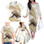 Gold New Zealand Tuatara Family Matching Off The Shoulder Long Sleeve Dress and Hawaiian Shirt Aotearoa Sphenodon Punctatus Silver Fern