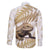 Gold New Zealand Tuatara Family Matching Off The Shoulder Long Sleeve Dress and Hawaiian Shirt Aotearoa Sphenodon Punctatus Silver Fern