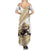 Gold New Zealand Tuatara Family Matching Summer Maxi Dress and Hawaiian Shirt Aotearoa Sphenodon Punctatus Silver Fern