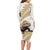 Gold New Zealand Tuatara Long Sleeve Bodycon Dress Aotearoa Sphenodon Punctatus Silver Fern