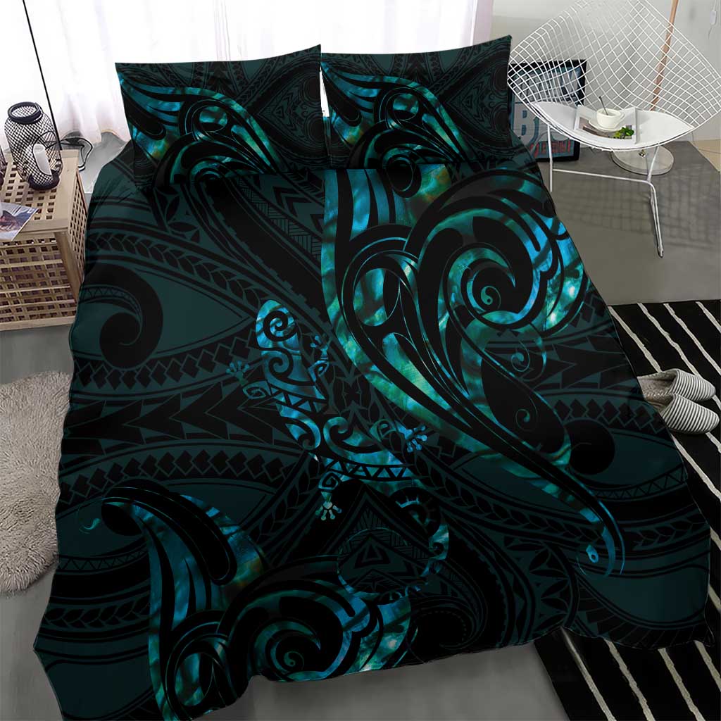 New Zealand Skink Bedding Set Aotearoa Maori Mix Paua Shell LT14 - Polynesian Pride