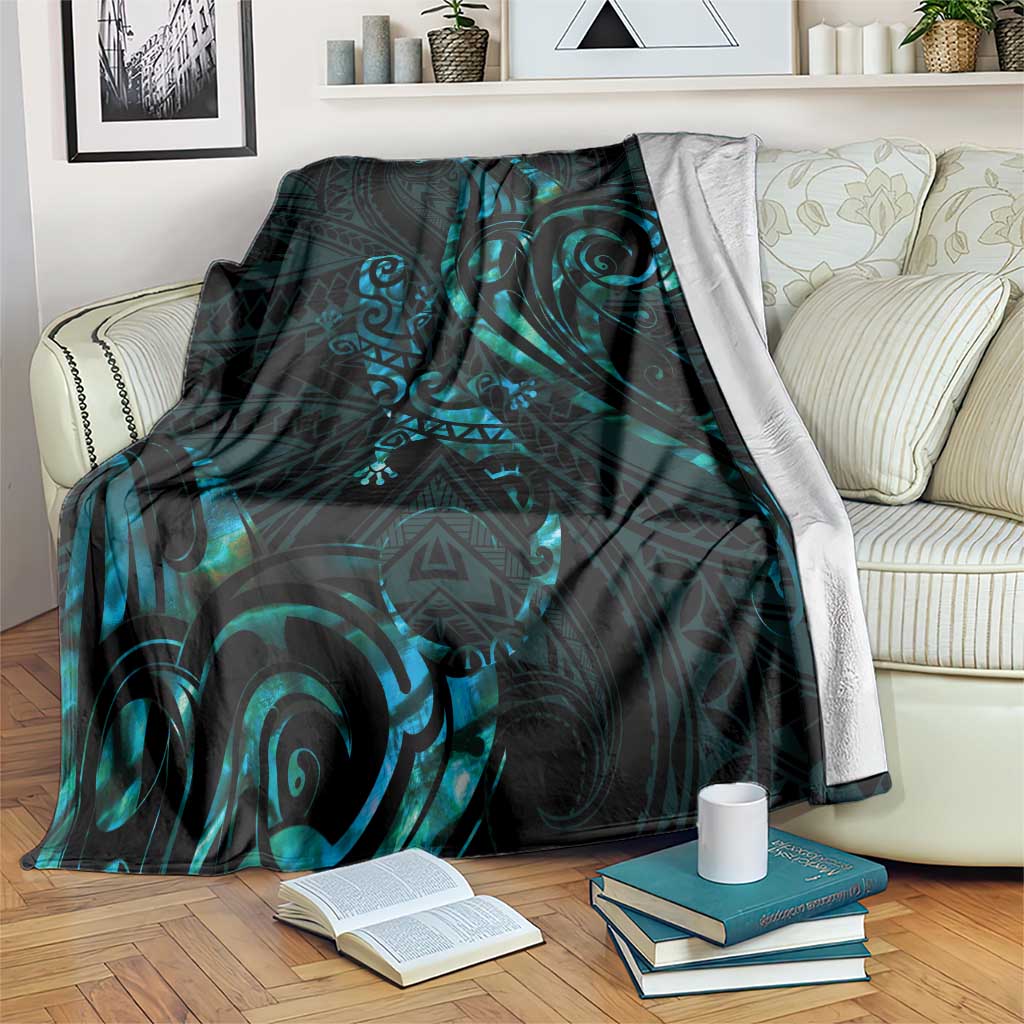 New Zealand Skink Blanket Aotearoa Maori Mix Paua Shell LT14 Blue - Polynesian Pride