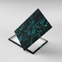 New Zealand Skink Canvas Wall Art Aotearoa Maori Mix Paua Shell LT14 With Frame Blue - Polynesian Pride