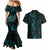 New Zealand Skink Couples Matching Mermaid Dress and Hawaiian Shirt Aotearoa Maori Mix Paua Shell