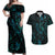 New Zealand Skink Couples Matching Off Shoulder Maxi Dress and Hawaiian Shirt Aotearoa Maori Mix Paua Shell