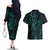 New Zealand Skink Couples Matching Off The Shoulder Long Sleeve Dress and Hawaiian Shirt Aotearoa Maori Mix Paua Shell