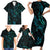 New Zealand Skink Family Matching Short Sleeve Bodycon Dress and Hawaiian Shirt Aotearoa Maori Mix Paua Shell