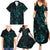 New Zealand Skink Family Matching Summer Maxi Dress and Hawaiian Shirt Aotearoa Maori Mix Paua Shell