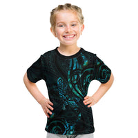 New Zealand Skink Kid T Shirt Aotearoa Maori Mix Paua Shell LT14 Blue - Polynesian Pride