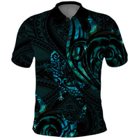 New Zealand Skink Polo Shirt Aotearoa Maori Mix Paua Shell LT14 Blue - Polynesian Pride