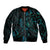 New Zealand Skink Sleeve Zip Bomber Jacket Aotearoa Maori Mix Paua Shell