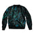 New Zealand Skink Sleeve Zip Bomber Jacket Aotearoa Maori Mix Paua Shell