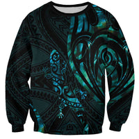 New Zealand Skink Sweatshirt Aotearoa Maori Mix Paua Shell LT14 Unisex Blue - Polynesian Pride